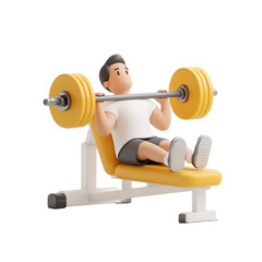Man lifting weights on a bench press machine in a gym