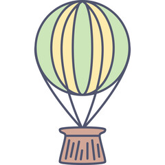 Simple Pastel Hot Air Balloon With Gondola Floating In The Sky Minimalist Illustration With Transparent Background