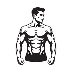 Fototapeta premium Muscular man posing with defined abs and biceps