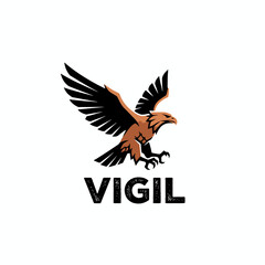 Fototapeta premium A stylized eagle in flight, with outstretched wings, and the word 