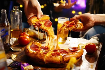 Wood-fired pizza slice in bright oven flame