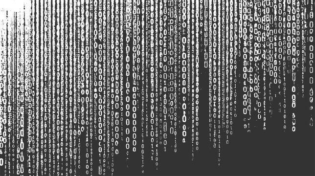 White binary code falling in vertical streams against dark gray background data digital