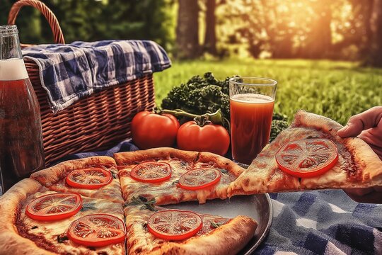 Rustic pizza slice with herbs - Powered by Adobe