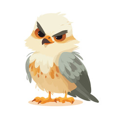 Obraz premium Cute Cartoon Eagle Chick Flat Vector Illustration