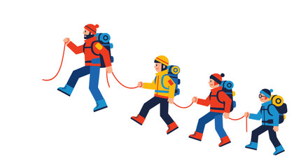 Group Of Hikers Climbing Together Depicts Achievement, Solidarity, And A Communal Expedition