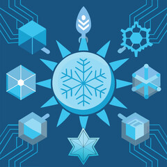 Hanukkah Snowflake Technology Concept