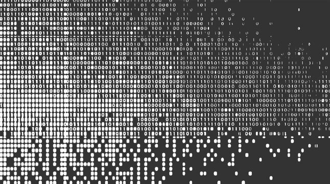 White binary code numbers zero and one on dark gray background vector