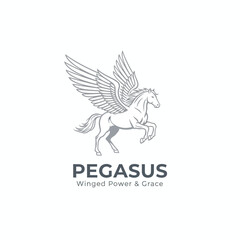 Fototapeta premium A regal, winged equine in flight with an elegant design of a legendary beast