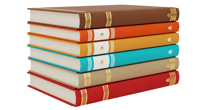 Stack of books book reading education knowledge literature study learn library on transparent background