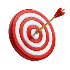 Red and white target with arrow hitting the bullseye