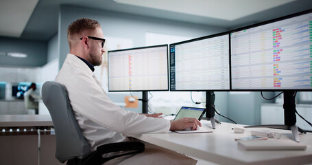 Healthcare Coder Audits Hospital Bills Using Computer