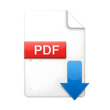 PDF Document Icon with Download Arrow Symbolizing File Acquisition.