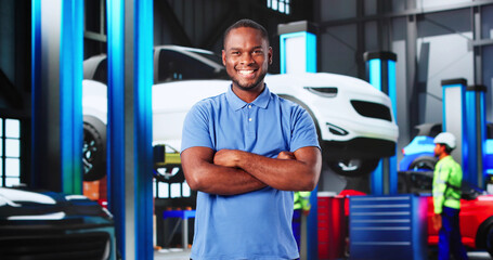 Mechanic In The Car Detailing Garage Smiles