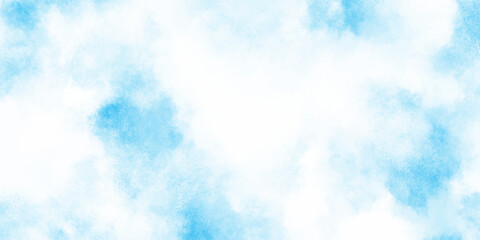 Refreshing sky blue watercolor texture with smooth clouds or fog, dreamy blue sky with watercolor white stains patterns for artistic design projects.	