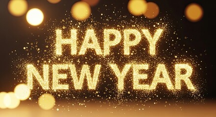 Sparkling Golden Happy New Year Celebration Greeting