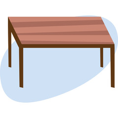 Simple wooden table with a transparent background and subtle blue oval shadow beneath it
