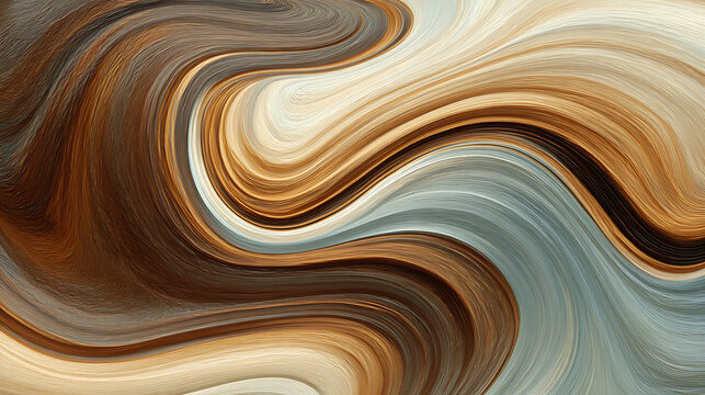 Swirling abstract fluid textures of earth tones and cool blues flowing