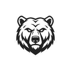 Bold bear head logo design with powerful, intimidating gaze, perfect for sports team emblems, brand mascots, and outdoor apparel, a symbol of strength