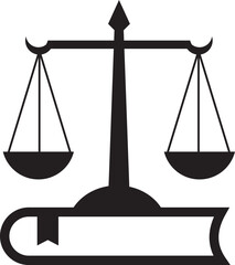 Law firm logo and icon design. Book and scale combination icon. Law symbol.