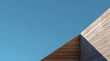 Geometric concrete structure against clear blue sky architecture minimalist