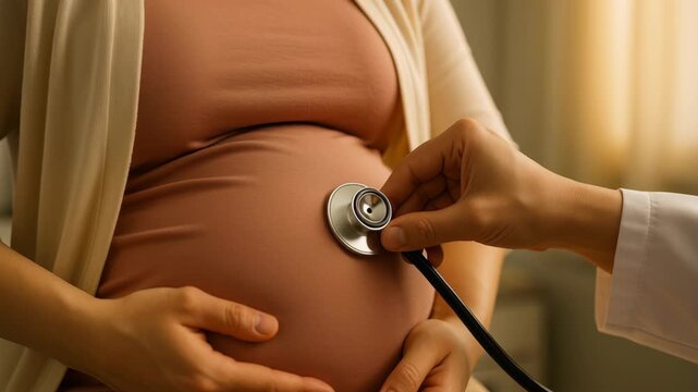 Health Check Forms for Expecting Mothers Essential Prenatal Examination by Doctor with Stethoscope During Pregnancy for Well Being