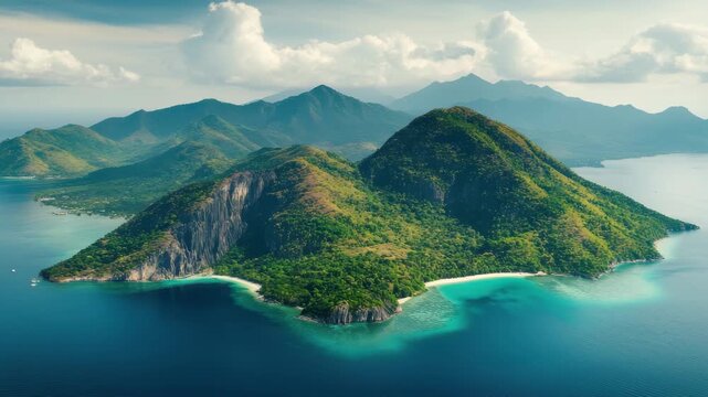 Stunning aerial view of a serene mountain range on the main island during daylight, Aerial shot of a mountain range on the main island of Luzon in the Philippines