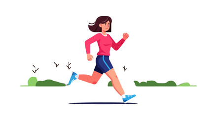 Fototapeta premium Healthy Runner Depicted in Animated Style Pursuing Exercise and a Fit Lifestyle