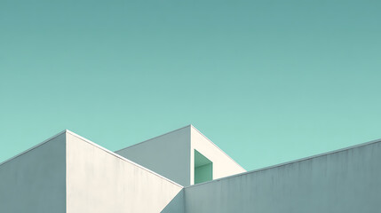 Geometric white building against clear sky architecture minimalist
