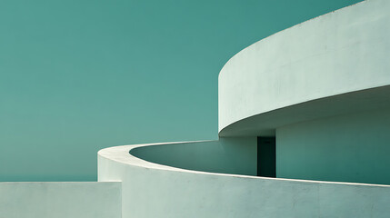 Curved white walls against teal sky architecture minimalist