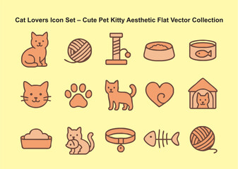 Cat Lovers Icon Set ? Cute Pe...