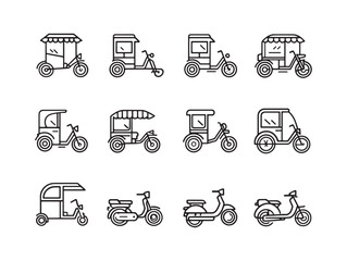 Rickshaw Line Art In Urban Life