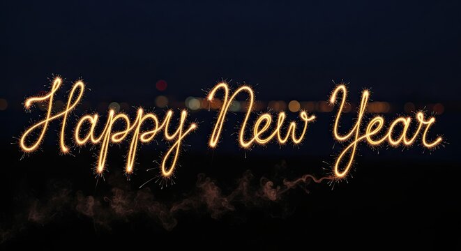 Happy New Year Sparkler Text Design