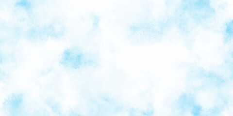 Calm blue watercolor natural winter morning sky background with soft drifting clouds creating a peaceful, airy artistic atmosphere, Refreshing sky blue watercolor texture with smooth clouds or fog.