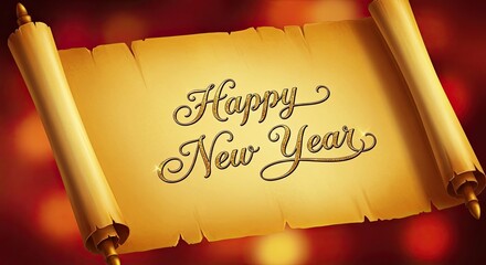 Happy New Year on Ancient Scroll Festive Background