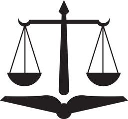 scales of justice and Book icon . Law firm logo design.