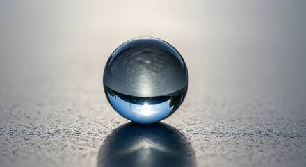 Minimalist Glass Sphere on Textured Surface in Soft Lighting