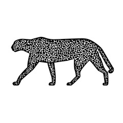 Fototapeta premium Leopard silhouette walking across white background vector illustration