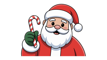 Santa with Candy Cane: A jolly cartoon depiction of a Santa holding candy cane, bringing festive cheer.