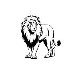 Majestic lion silhouette illustration on white background vector art