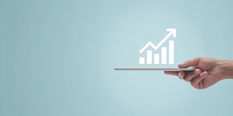 Growth chart on tablet business success financial chart stock market investment graph hand holding