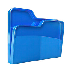Transparent Blue Folder Icon With Glossy Finish Isolated On White Background For Digital Organization And Data Management