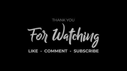 Minimalist Thank You For Watching Text End Presentation Animation on Black Background