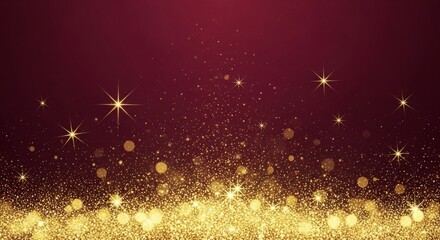 Elegant Golden Sparkles and Bokeh on Rich Red Background