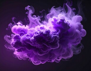 Fototapeta premium A cloud of vibrant, swirling, violet-toned smoke. The ethereal form is illuminated, emanating from a darker background