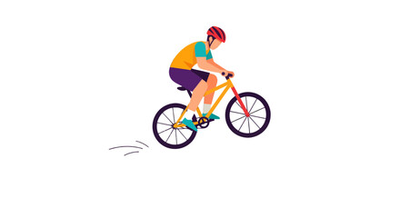 Naklejka premium Illustration Of A Cyclist Pushing Towards New Adventures On His Bicycle
