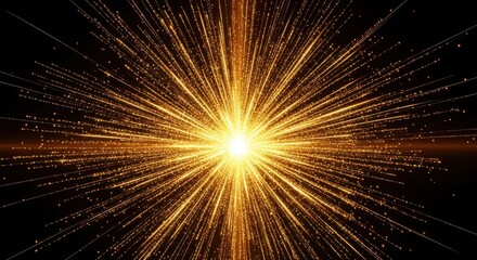 Abstract Golden Light Bursting Outwards with Numerous Particles