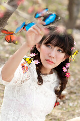 Eastern women photographed outdoors	