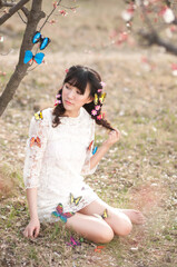 Eastern women photographed outdoors in spring