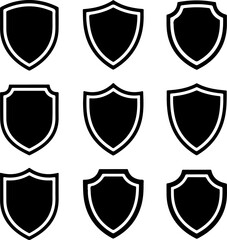Diverse shield shapes silhouette vector illustration