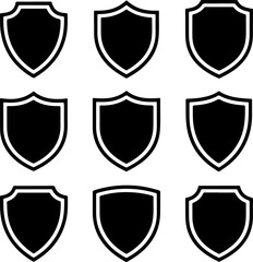 Diverse shield shapes silhouette vector illustration